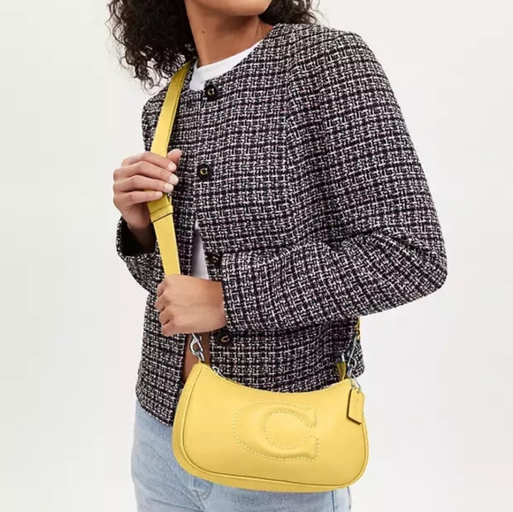 NEW! Teri Shoulder Bag in Signature Quilting in Silver/Retro Yellow 💛💛💛 +1 Lf - Picture 3 of 6
